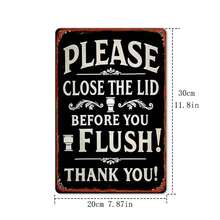 Room Decor 1pc, "Please Close Lid Before Flushing" Iron Sign, 8.0x12.0inch, Vintage Style Bathroom Wall Decoration, Humorous Toilet Reminder For Home, Bar, Garage, Club, Cafe - 1個 - 查看 3