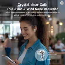 Wireless Headphones, Wireless Earbuds, Headphones, Earbuds, Wireless Bluetooth Headphones, Stereo Noise Cancelling, Bluetooth 5.0, High-Definition Music, Ultra-Long Battery Life - White - View 5