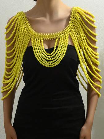 1件时尚手工串珠编织披肩/围巾，适合女性，可用于婚礼、派对、节日等场合。