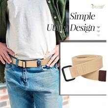 JASGOOD Men Canvas Double Ring Belt Plus Size Men Cloth Casual Belt For Jeans Pants{"Color_name":"Khaki","Size_name":"FitsWaistSize33\"-38\""} - 多色15 - 查看 4