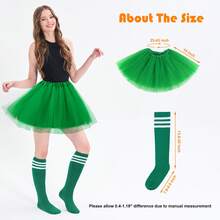 Women Costume Set Classic 4 Layered Tulle Tutu Skirt With Tube Socks,Widely Use: Perfect For Any Occasions, Such As Dress-Up Parties, School Events, Halloween Costumes, Christmas Parties, Dancing, Birthday Party, Photography, Cosplay Performance And Show, Carnival Party Etc - Màu xanh lá cây đậm - Xem 3