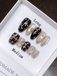 10 piezas de uñas postizas hechas a mano, disponibles en 2 opciones de uñas; uñas postizas, uñas acrílicas postizas para el otoño, uñas postizas hechas a mano DIY