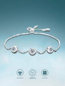 rainonme 1pc 1.5ct Moissanite Bracelet For Women Blingbling Elegant Party 925 Sterling Silver And Earrings All Seasons High-Quality Women's Jewelry, Ideal Choice For Daily Wear And Vacation, Exquisite Birthday Gift, Engagement Wedding Anniversary Birthday Christmas Gifts Special Occasions Day Gift, Sparkling Gorgeous Jewelry, Graduation Seasons Gifts, 2025 Summer Beach Vacation Style Jewelry - Bubbles - View 4