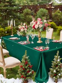 1/28pcs European Style Simple Satin Table Runner, Polyester Banquet Party Christmas Birthday Hotel Wedding Decoration Restaurant Tablecloth