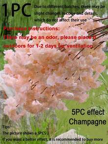 1pc 100cm Artificial Pink Sakura Flower Plant, Flame Retardant Silk Sakura Tree Branch For DIY, Wedding Party Background Wall Decor, Indoor, Garden, Office, Wedding And Party Decoration, Yard, Wall, Balcony, Bedroom, Living Room, Vase, Dining Table, Center Piece, Home Wedding Decor, Valentine's Day, Birthday Gift (Deep Pink, Light Pink, White, Champagne)