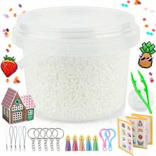 Kit de 18000+ cuentas de fusión de 2.6mm, cubo de almacenamiento portátil de plástico transparente, colgante DIY, joyería, con tablero de clavijas, diversos patrones según las instrucciones, 5 piezas de llavero, cuerda colgante de colores mixtos, accesorios de colgante con borla, regalo para fiesta de Navidad, cumpleaños, Halloween, kit de recarga de cuentas de fusión de 2.6mm multicolor