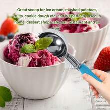 Cuchara práctica de acero inoxidable para helado de frutas con mango de plástico (5,7 cm) - Azul - Ver 4