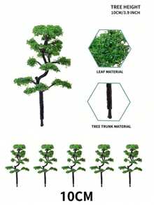 5pcs 4-12cm Mini Green Artificial Trees, Suitable For DIY Model Making/Railway Model Layout/Sandbox Landscape/3D Model