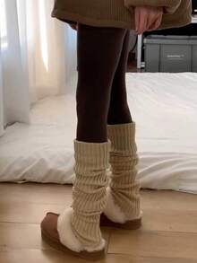 1 par de calentadores de piernas de unicolor, utilizados para botas de nieve, elegantes y cálidos, adecuados para atuendos de regreso a la escuela, calcetines de Halloween, otoño e invierno, compras casuales, vacaciones, atuendos de fiesta de Navidad