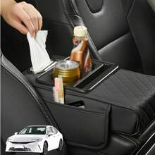 Universal Car Armrest Pad Convenient With Pocket And Tissue Box Bottle Holder Suitable For Most Vehicles - Coffee Brown - View 9
