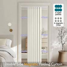 Accordion Style Magnetic Folding Door Curtains DoorwaysCloset, Room Divider Pleated Drapes With Hooks Interior Living RoomBedroomOpen Closet, White, W39x L78 Inches, 1 Panel - 39 英吋寬 x 78 英吋長(1 包)+ 象牙色 - 查看 3