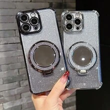 新款 16 四角防摔手機殼 + 亮粉色紙珠掛繩 + 亮粉色圓形化妝鏡 + 磁吸支架一體式手機殼，兼容 17/6/7/8/X/XS/XR/11/12/13/14/15/16、Galaxy S22/23/24、A04/05/06/A14/A15/A16/A24/A25/A34、Note 7/8/9/10/11/12/13、9/10/12/13C、MOTO、Honor X、HW、C53 C55 及其他機型 - 銀色 - 查看 8