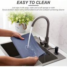 Juego de 4 manteles individuales de vinilo lavables para uso interior/exterior - H-Estilo simple-Azul profundo - Ver 10