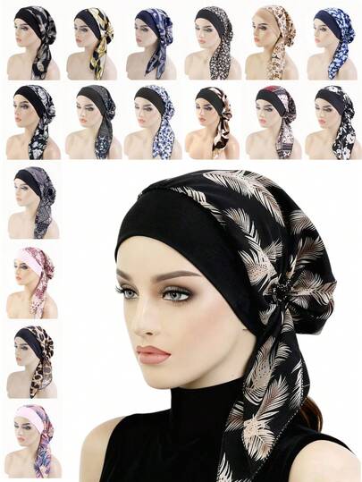 1pc Women's Vintage Printed Scarf, Made Of Elastic Milk Silk Fabric, Versatile Scarf/Head Wrap, Soft & Skin-Friendly, Elastic & Adjustable, Suitable For Home, Outings, And Leisure Wear