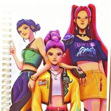 Mattel 1 Pc KPOP Witch Girl A5 Spiral Notebook, Comes With Boy Band Merchandise, Suitable For Taking Notes In Class And Writing Diary, Also Can Be Given As Birthday Gift To Friends And Family (Random Version) - Multicolor - View 2