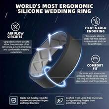 Egnaro Men's Silicone Rings, 7.5mm Wide 2.5mm Thick Rubber Bands For Him, Ergonomic Beveled Edge Two Tone Waterproof Workout Accessories{Inchcolor_nameinch:InchSETC1-Black/LightGrayinch,Inchsize_nameinch:Inch8.5-9inch} - SETC1-黑色/淺灰色 - 查看 3