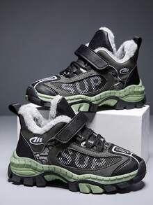 Boys' Winter Plush Thick Snow Boots, Outdoor Activities Rugged Snow Anti-Slip Sports Shoes, Halloween Exquisite Casual Hiking Shoes