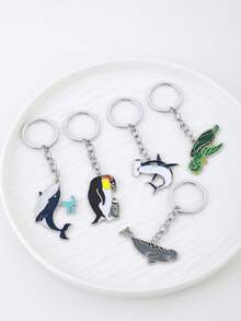 1pc Cute LovelyPenguins Turtles Keychains Whale Cute Ocean Animals Key Rings For Women Girls Friendship Gift Handmade DIY Jewelry - Multicolor - View 4