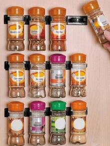 20 pezzi - Supporto organizzatore per barattoli di spezie per scaffale delle spezie da cucina, rastrelliera per barattoli di condimenti senza fori, molletta portaspezie, scaffale da parete, rastrelliera per barattoli di condimenti, molletta adesiva, accessori da cucina, negozi al dettaglio, boutique, supermercati, piccoli utensili da cucina