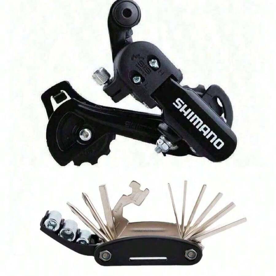 1 peça Tz31A Câmbio Traseiro Mountain Bike Dobrável Câmbio Traseiro 6 Velocidades 7 Velocidades 18 Velocidades 21 Velocidades Gancho de Olhal Presente 16 em 1 Chave Allen Porca Pneu Chave de Fenda Motocicleta Bicicleta Ferramenta de Reparo Pode Ser Usada para Várias Ocasiões/Reparo de Bicicleta Ferramenta Doméstica Reparo Fácil de Transportar Kit de Ferramentas de Reparo de Bicicleta Portátil