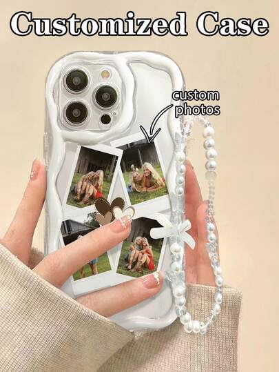 Customized Heart-Shaped Painted Letter, Cream Texture Wavy Edge Customized Letter Additional Bracelet, Thick Anti-Drop Phone Protective Case Compatible With IPhone 13/14/15, 16, 11, Galaxy, 16 Pro Max, 13, Compatible With IPhone 11, 12, 13, 16, 15, 16 Plus, 16 Pro Max 13 14 11 12P14 Women P11 Soft Shell P12 Anti-Drop XS.XR /78P.78GES2 Phone Case