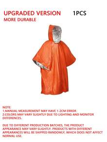 1/3pcs Portable Waterproof Survival Raincoat With Reflective Blanke, Emergency Raincoat With Hood - Thick Reflective, Reusable Thermal Blanket For Camping, Hiking, And Outdoor Survival - Multicolor - View 13