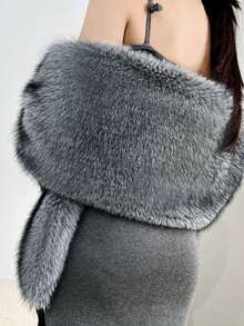 1 件女式人造毛皮披肩，简约优雅背心开衫，适合婚礼、节日礼服外套