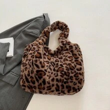 1pc Autumn/Winter New Fluffy Large Capacity Shoulder Tote Bag, Fashionable One Shoulder Handbag, Furry Commuter Shoulder Bag For Women, Suitable For Ladies Vacation And Daily Shopping, Mom Gift - Multicolor - View 9
