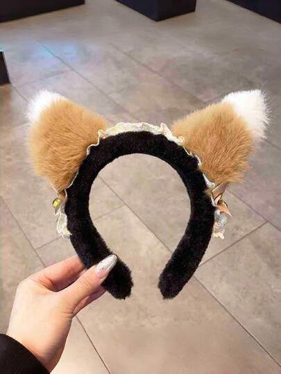 1 Piece Autumn And Winter Fashion Cat's Ears (Steamed Cat-Ear Shaped Bread) Plush Headband, 15cm/5.9 Inch, Simple And Fashionable White Tower Style. It Is Suitable For Headwear And Hair Accessories For Girls, Students, And Women. Suitable For Daily Leisure And Holiday Gatherings. It Can Also Be Used For Shopping And Traveling. Suitable For Coarse And Fine Hair, With Strong Fixation And No Shedding