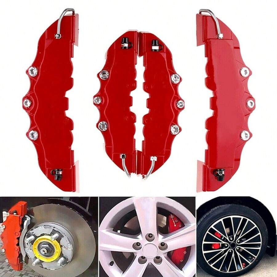 4PCS Red 3D Style Front& Rear Car Disc Brake Caliper Cover Brake Accessories M+S - 預設 - 查看 1