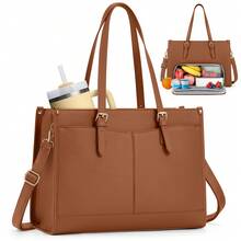 Lunch Tote Bag For Women 15.6 Inch Laptop Bags With Insulated Lunch Compartment Large Leather Quilted Computer Tote For Teacher Nurse Work Collage Casual - 彩色 - 查看 14
