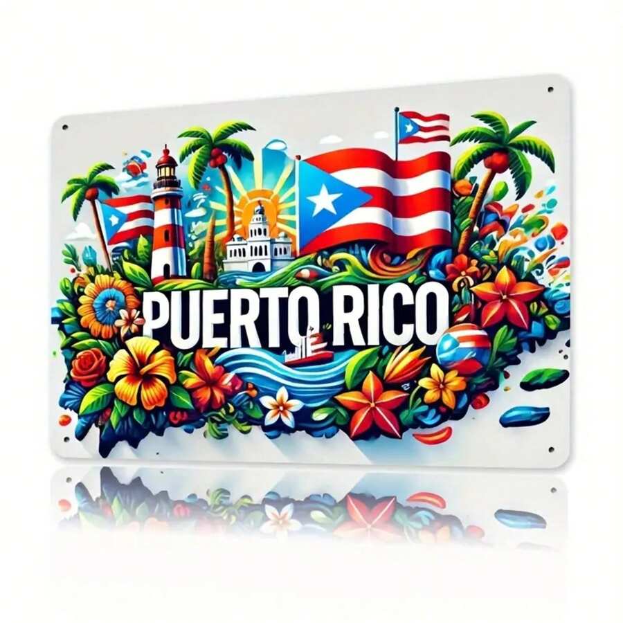 1pc Puerto Rico Metal Sign - Iron Foil Engraving, Indoor And Outdoor Decorative Hanging Signs, Suitable For Home, Kitchen, Garden, Office, Bar, Cafe, Gym - Easy To Hang, 7.8x11.8 Inches, Room Decoration - Tấm sắt 20x30 cm (7,8x11,8 in) - Xem 1