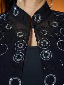 Mgiacy-Pop，新品上市，立领阿拉伯传统长袍转印设计长袖雪纺中东长袍（不含内衬）