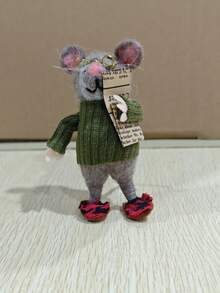 Christmas Needle Felted Mouse Cute Needle Felted Mouse Handmade Material Package Wool Felted Felt Mice Figurine For Christmas Mouse Ornament - Multicolor - View 8