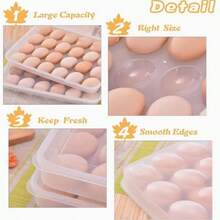 1pc Refrigerator Egg Holder With Cover, Devil Egg Tray Rack, Fridge Egg Organizer, Stackable Plastic Egg Storage Container, Holds 24 Eggs