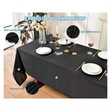 Black Tablecloths,6 Pack 90 * 132inch Stain And Wrinkle Resistant Polyester Black Rectangle Tablecloth,Decorative Fabric Table Cover For Party,Wedding,Kitchen,Dinning - 多色756 - 查看 2