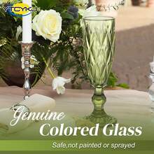 6-Piece Set Of Glass Champagne Flutes, Embossed Vintage Stemware, Suitable For Wine, Beer, Cocktails, Whiskey, And Juice, Christmas Wine Glass Gift Set, Perfect For Halloween, Birthday Parties, Wedding Decorations, Offices, Homes, And More, 5 Oz/150 Ml - màu xanh lá - Xem 5