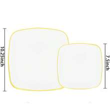 50/25/20/10/1 Set White Oval Single Gold Rim Party Plates, Dinnerware Set, Salad Plates, Celebration Party Tableware, Trays, 10.25 Inch And 7.5 Inch Dinner Plates, Suitable For Various Parties, Outdoor, Wedding, Restaurant - White Background With Gold Edges - View 7