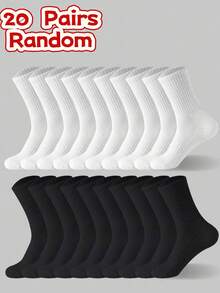1/2/3/4/5/6/7/8/9/10/12/15/20/Pairs Of Men's Socks Black And White Random Men's Socks Running Hiking Athletic Long Socks Crew Socks High Ankle LightWeight Socks