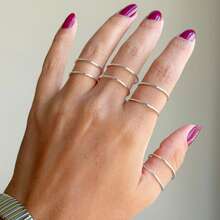 925 Silver Ring, Round Wire, Smooth Double, Adjustable, Sophisticated, 18k Gold, Women's Adjustable Size - Bạc - Xem 4