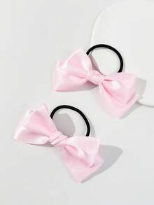 2个优雅蝴蝶结发圈 情人节礼物 发绳 马尾辫发圈 橡皮筋 发圈 发圈 发饰 发圈 发饰 发带 - 粉色 - 查看 6