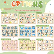 Rompecabezas de Animales de Madera Personalizado con Nombre, Tablero de Rompecabezas con Nombre Personalizado con Cabezas de Animales Salvajes Lindos, Juguete Educativo de Alfabeto de Aprendizaje Temprano para Niños Pequeños, Regalo de Cumpleaños de Recién Nacido y Baby Shower, Juguete Montessori de Madera Natural, Decoración de Guardería para Niños y Niñas - Verde y blanco - Ver 5