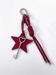 Original 5-Pointed Star Woven Key Chain With Key/Lock Element Simple Creative Car Key Chain Decorative Bag Accessory Car Accessories For Woman Gifts For Women Gifts For Men Phone Accessories - Multicolor - View 15