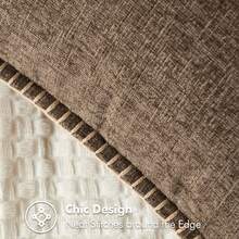 1 pieza Funda de almohada de chenilla suave y cómoda de doble cara con bordes cosidos (no incluye relleno de almohada), funda de almohada de terciopelo estilo granja para primavera/verano, funda de almohada decorativa cuadrada, adecuada para sofá y cama - Café integral - Ver 5