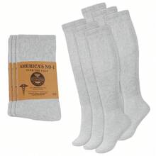 Mens Diabetic Over The Calf Socks Knee Premium Cotton High Socks - Grey - View 1