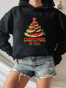 Christmas In July Watermelon Tree Summer Mens Womens Kids Hooded Sweatshirt - Black - View 5