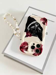 奶油色波浪边亮面油彩花卉猫咪图案防震手机壳，带链条，兼容 XR/7/8ne 17/17 Pro/17 Pro Max/17 Aione 16/16 Pro/16 Plus/16 Pro 手机 15 Pro 手机 14；软壳兼容 11、P12、XS；奶油色波浪边亮面油彩新款 TPU 防震软壳，适用于 Galaxy S24、Galaxy S24+、Galaxy S24 Ultra、Galaxy S22、Galaxy A13 4G、Galaxy A52、A52s 5G、Galaxy A23、Galaxy A35、Galaxy A25、Galaxy A73、Redmi Note 11/11 Lite - 彩色 - 查看 4