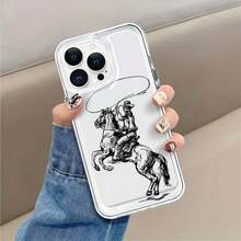 Funda de vaquero para móvil, diseñada con escenas de caballos y rodeo, compatible con  17,  16,  16 Pro Max,  15,  15 Pro Max,  14,  13,  12 y  11 Pro. Fabricada en TPU, ofrece protección a prueba de golpes. Perfecta para familiares, amigos, niños, cumpleaños, primavera, vacaciones, novios, novias y regalos de San Valentín. - transparente - Ver 5