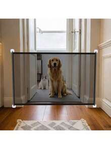 1pc Pet Fence Barrier, Indoor Safety Gate For Cats & Dogs, Foldable Portable Protective Net, No-Drill Baseboard Installation, Durable Plastic Material, Ensure Home Safety