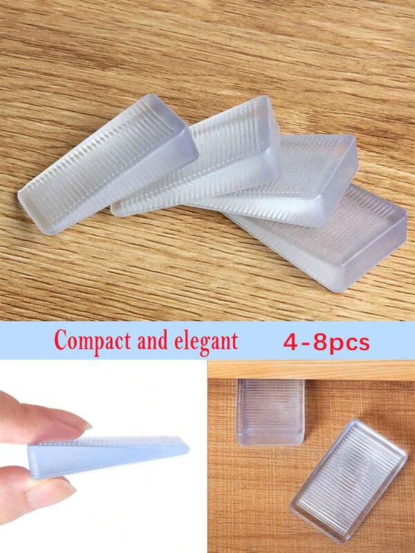 4/8 Stück transparente Keilunterlagen, Tisch- und Bettnivellierklotz, bohrlochfreier windgeschützter Türstopper, stapelbares Design, für Heimdekoration